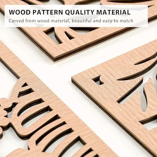 VIYYIEA Boho Solid Wood Carved Wall Art Set of 3, Geometric Minimalist Wooden Home Decor Panels, Handcrafted Solid Wood Wall Hanging for Living Room Bedroom Hallway, 16 x 8 Inch Each (Blooms) - Image 3