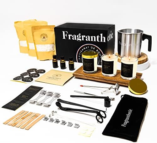 Fragranthetic Luxury Candle Making Kit for Adults | DIY Soy Candle Making Kit with Glass Jars, Wood Candle Wicks, Cotton Wicks & Candle Accessory Set by Fragranthetic