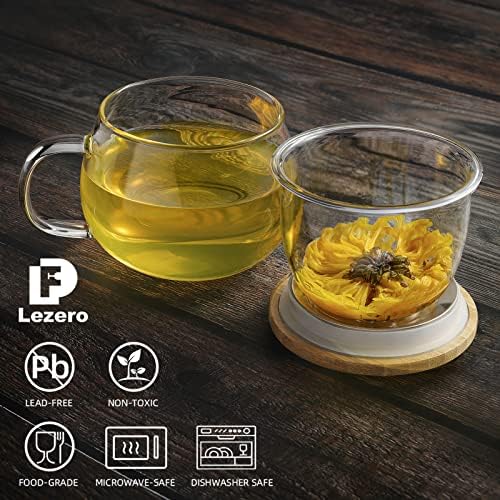 13oz Clear Glass Tea Mug with Filter and Lid for Blooming & Loose Leaf Tea - Image 3