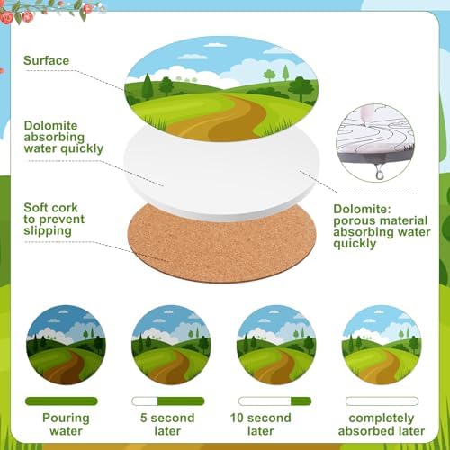 Potchen 12 Pcs Color Your Own Coaster DIY Kits,Minimalist Landscape - Image 3