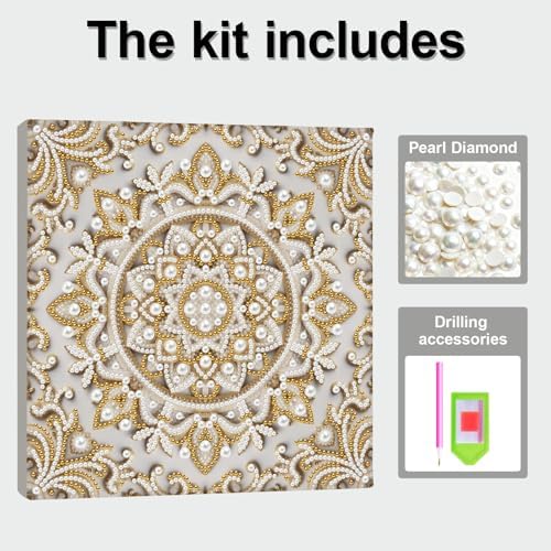 Pearl Art Kits Painting for Adults, DIY Mindfulness Therapy with Framed Canvas and Tools, Beginner Wall Decor-Mandala02 - Image 6