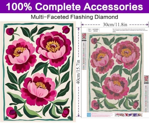 Diamond Art Kits for Adults, Peony Diamond Art Painting Kits for Adults - Image 4