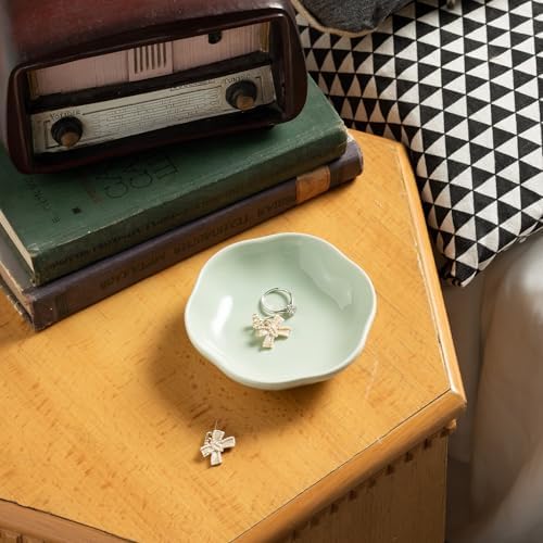 Ceramic Jewelry Tray, Ring Holder Floral Trinket Bowl for Women - Image 6