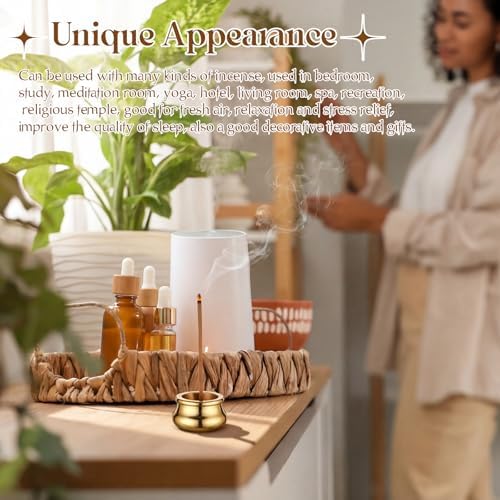 Cinnvoice 6 Pcs Brass Incense Holder Copper Incense Stick Holder 9-Hole Multi-Hole Mini Cone Gourd Burner Accessories for Stick, Tower, Coil, Meditation Room, Home Decor, 6 Styles - Image 6