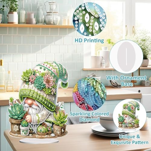 Diamond Painting Kits for Adults Beginners, 5D Full Drill Dwarf Succulents Crystal Art Desktop Ornament, DIY Single Sided Home Office Desk Decor, Creative Craft Gift Set with Tools - Image 5