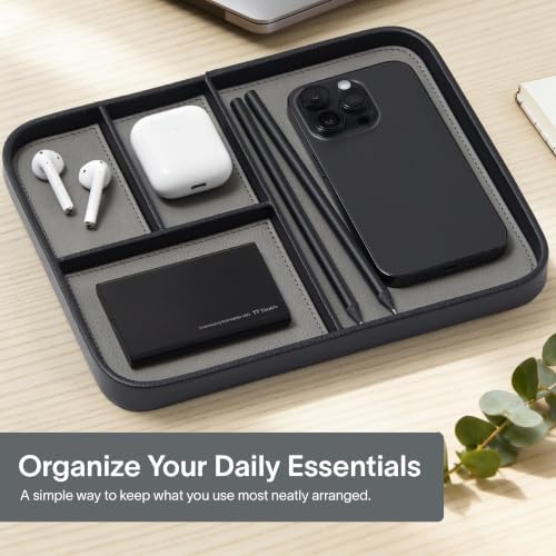 Nordik Leather Valet Tray - Medium EDC Tray - Pebble Black 9.5 x 7.9 in - Image 2