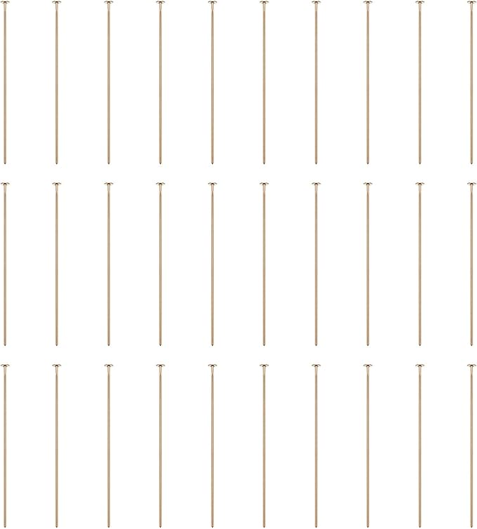 HARFINGTON 100pcs Flat Head Pins 1.38" 35mm Needles Bulk for Earring Pendant Necklace Bracelet Charm Jewelry Making Findings DIY Craft, Champagne Gold