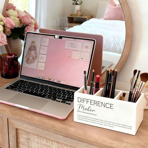 Difference Maker Gift Pen Pencil Holder for Desk, Thank You Appreciation Gifts for Coworkers Leaders Teachers, Difference Maker Wooden Box Sign Decorations for Office Workplace Desk Tabletop - Image 5