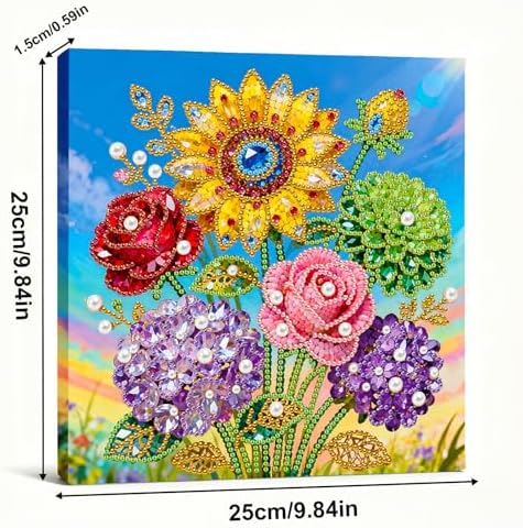 LQCrafK DIY Pearl Art Painting Handcraft Kit for Adults Beginners, Healing Stress-Relieving Home Wall Creative Design Decoration, Framed Painting with Tools-Flowers - Image 6