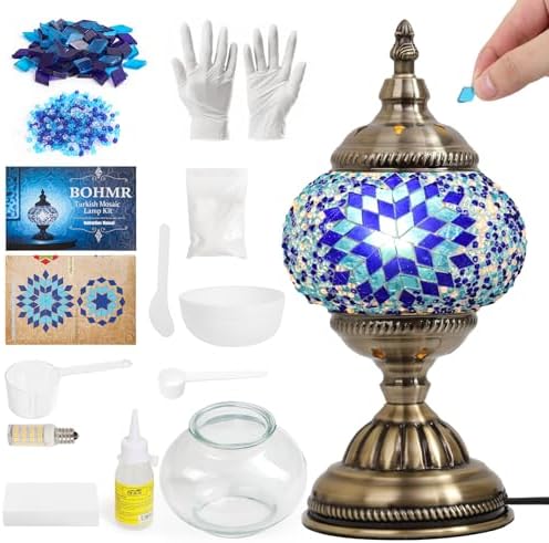 DIY Turkish Mosaic Lamp Kit for Adults & Teens, 5.2" Shade, Blue by YourVisionOurPrecision