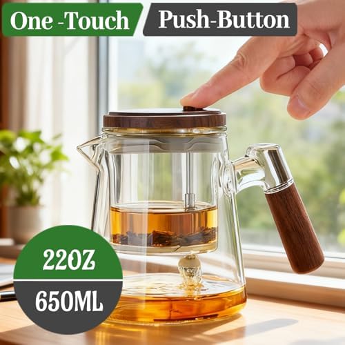 Glass Teapot With Infuser,Travel Tea Mug, Tea Maker 650ml/22oz - Image 2