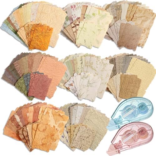 226 Sheets Vintage Scrapbook Paper Kit with Photo Tapes, Textured Scrapbooking Supplies Craft Paper for Junk Journal Supplies Planner Mixed Collage Materials Embellishments by Caffox