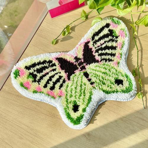 MeoobkCraft Latch Hook Kits for Adults Beginners, Pre-Printed Butterfly Shaped Latch Hook Rug Kit, Aesthetic Vintage Insect DIY Rug Craft Kit for Home Decor 20.47 x 14.96 in - Image 3