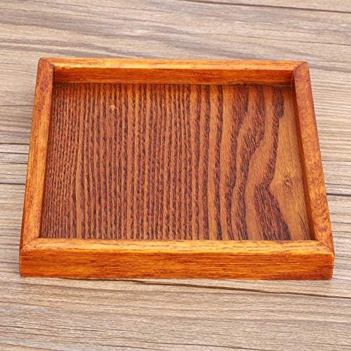 Wooden Serving Tray, Small Square Ottoman Table Tray Solid Wood Tea Coffee Snack Food Dinning Serving Tray Plate for Coffee Table, Breakfast, Dinner, Bar(12.5 * 12.5 * 2cm) - Image 6