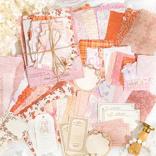 100 Sheets Vintage Scrapbook Papers Journaling Scrapbooking Supplies Kit junk journal supplies Decorative Craft Paper for Planner, Collage Paper Embellishment by wearecuuuuute