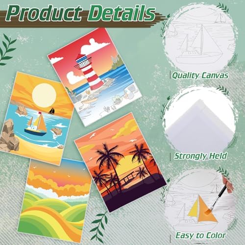 Zhanmai 88 Pcs 8 x 10 Inch Pre Drawn Canvas for Painting Kit Pre Stretched Canvas for Sip and Paint Party Favor Coloring DIY Virtual Party Birthday Gifts Adult's Date Night(Natural Scenery) - Image 3