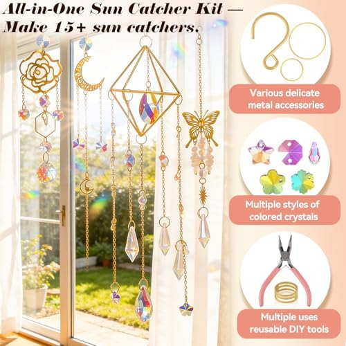 407 pcs DIY Sun Catchers for Adults, DIY Suncatchers Making Kits,Hanging Decorative Suncatcher, Crystals Rainbow Maker for Indoor Home Decor - Image 4