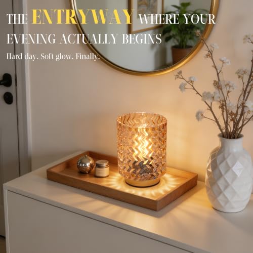 Battery Operated Lamp with Timer,Cordless Decorative Lamp Glass,Amber - Image 4