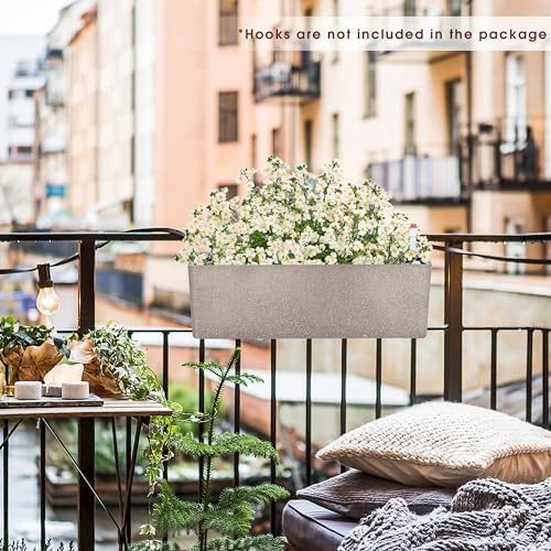 Elongated Self Watering Planter Pots 2-Pack Window Box 5.5 x 16 inch Indoor Home Garden Modern Decorative Pot for All House Plants Flowers Herbs (Coffee,2) - Image 4