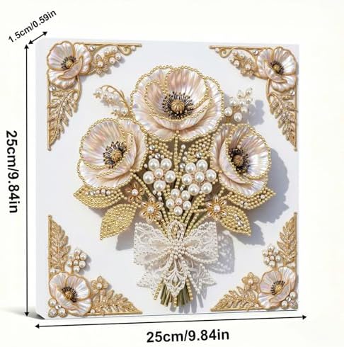 5D DIY Pearl Painting with Frame Floral Theme Handmade Healing Home Wall Decoration Creative 9.84x9.84in Tools -Flower-1 - Image 7