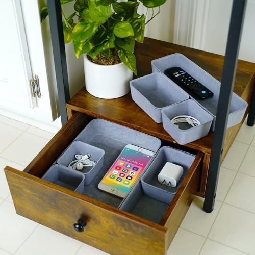 Welaxy Minimalist 8pc Felt Desk Drawer Organizer Glacier Gray Bins - Image 5