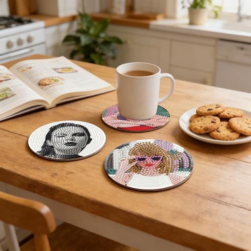 GQYCZZ 8 Pcs Fashion Diamond Art Coaster Set with Diamond Painting Coaster Set and Stand. Suitable for Adults Kids and Beginners. Diamond Art Craft Supplies,Ideal Gift for Adults 4X4IN - Image 5