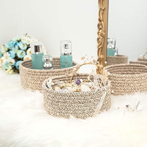 MINTWOOD Design Set of 3 Cotton Rope Nesting Bowls, Small Catch All Basket, Cute Closet Baskets and Bins for Shelves, Mini Table Basket Organizer for Small Accessories, Light Brown - Image 6