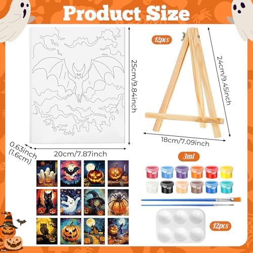 Zhanmai 72 Pcs 12 Sets Sip and Paint Kit Pre Drawn Canvas for Painting 8" x 10" Paint Party Canvas Painting Pre Printed Canvases for Party Favor DIY Virtual Adult's Date Night(Halloween Pumpkin) - Image 2