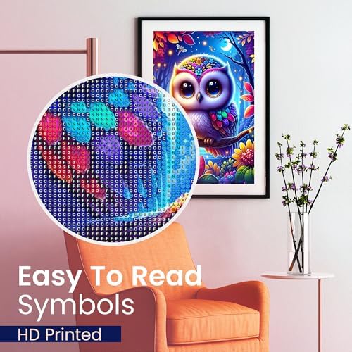 Night Owl Diamond Art Kit for Adults 5D Bird Wall Decor Round Drill 12x16 - Image 6