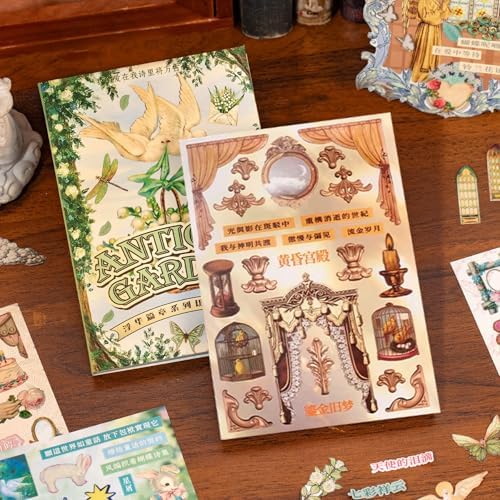 Retro-Style Patterned Journal DIY Scene Stress-Relief Sticker Book (Green) by JUNKJWBZ%7CPeelStickInspir
