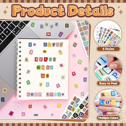 1592PCS Vintage Letter Stickers Scrapbook Sticker,Magazine Alphabet Sticker - Image 3