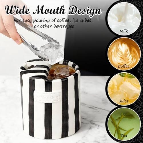 Novelty Ceramic Coffee Mug with Sip Hole, Retro Striped Hand-Painted Design - Image 5
