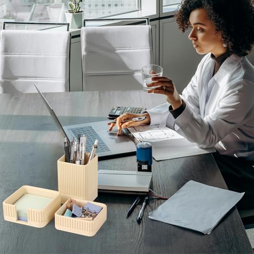 Aesthetic Desk Organizer Set,3-Piece Sturdy Plastic Office Accessories - Image 6