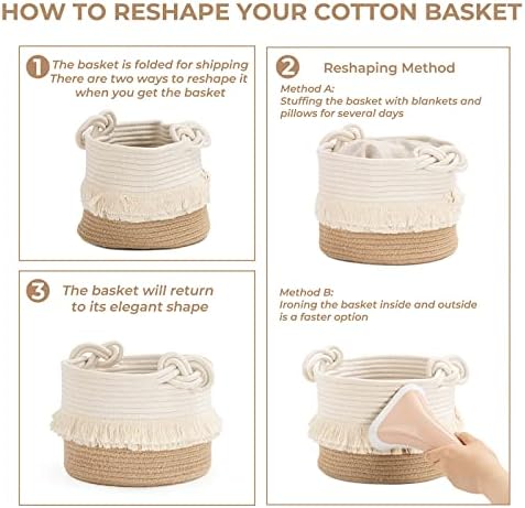 CherryNow Small Woven Rope Baby Basket with Tassel, 9.5" x 7", Jute - Image 7