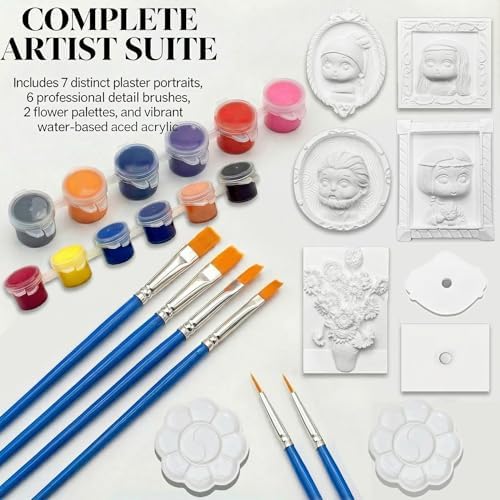 DIY Paint Your Own Ceramic Magnets Kit - 7 Pcs Famous Art Masterpiece 3D Relief - Pottery Painting Kit & Aroma Stone Craft - Creative Hobby Gift for Beginners, Teens & Family Home Decor - Image 5