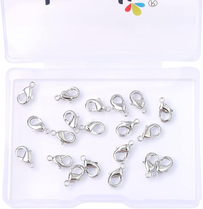 Platinum Plated Lobster Clasps Non Tarnish 10mm 20pcs for Jewelry Making Findings