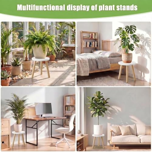 Wood Plant Stands Indoor, White Plant Stand Modern Plant Table for Large Plants, Wooden Plant Stool, Tall Plant Holder Small Round Side for Living Room, Balcony, Office (1 Pack) - Image 5