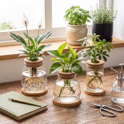 Honeydak 6 Pcs Plants Propagation Stations Glass Propagation Ribbed Vases - Image 2