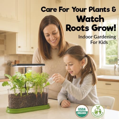 Kids Gardening Kit with LED Grow Light & Root Viewer - Kids Plant Growing Kit - Indoor Mini Garden Set - Vegetable & Herb Garden - Nature Craft for Kids - STEM Science Experiment - Grow Your Own Plant - Image 2