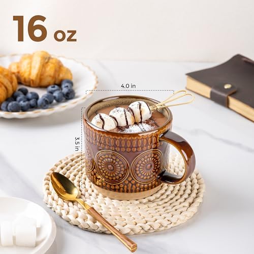 GBhome 16 oz Coffee Mugs Set of 4, Stackable Ceramic Coffee Cups Set - Image 2
