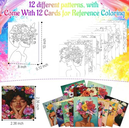 Ctosree 12 Set Paint and Sip Kit for Adults 8"x 10" Pre Drawn Canvas for Painting DlY Acrylic Paint Set with Brushes, 24 Colors(60ml, 2oz) for Date Night Party Supplies - Image 3