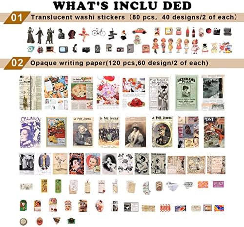 Draupnir 200pcs Vintage Junk Journal Supplies,Scrapbook Supplies Scrapbooking Paper and Stickers Ephemera For Art Aesthetic Journaling Kit Collage (Vintage) - Image 2