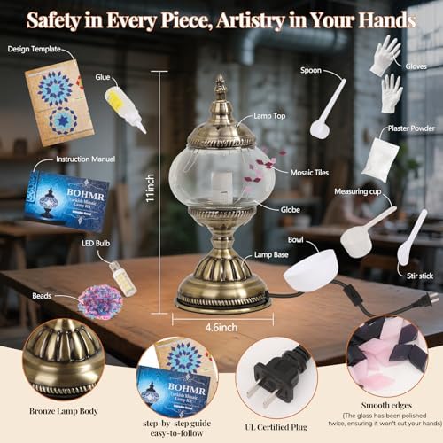 DIY Turkish Mosaic Lamp Kit for Adults & Teens, 5.2" Shade, Purple - Image 6