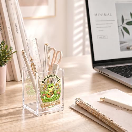 Funny Weird Teachers Build Character Acrylic Pencil Holder Cup - Image 4
