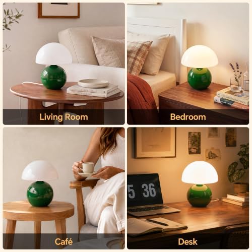 Dawnwake Mushroom Lamp Table Lamp for Bedroom-Small Table Lamps,Dark Green - Image 7