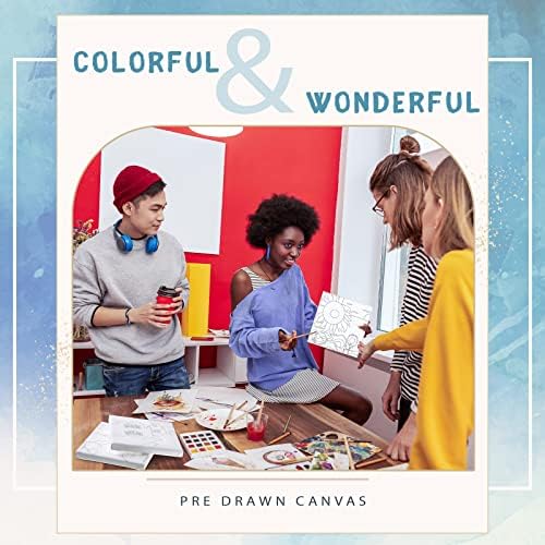 Honoson 6 Pcs 6 Inch Pre Drawn Outline Canvas Paint Kit with Pictures for Adults Paint Party Stretched Canvas Art Boards Set for Adult Beginner(Classic Style) - Image 5