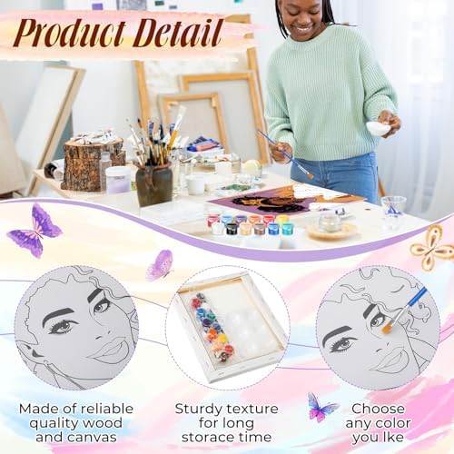 Zhanmai 20 Set Pre Drawn Canvas Painting Kit, Charming Women - Image 3