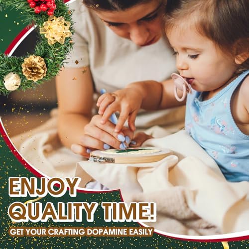 yuegool 6PCS Christmas Punch Needle Coasters Kit,Easy DIY Punch Needle Embroidery Kit for Beginners Adults Kids Including Patterns, Tools, Yarns, Hoop, Instruction, Coaster Holder Art Craft Supplies - Image 3
