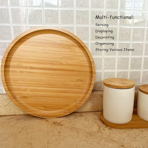 Wood Vanity Tray, Bathroom Counter Solid Bamboo Organizer, Toilet Tank Top Wooden Serving Plate for Dinner Tea Coffee (Natural Bamboo Color, 9.8 x 9.8 inch) - Image 4