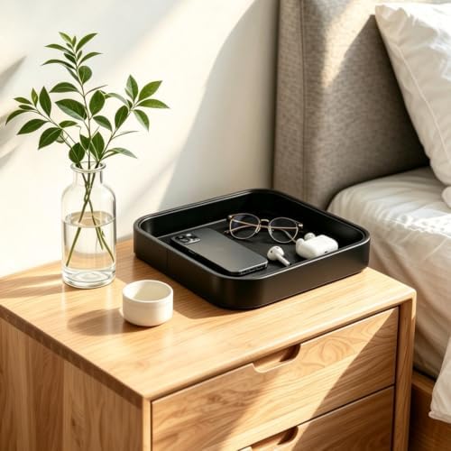 Valet Tray for Men 8.2 X 8.2 inch Simple PU LeatherTray Organizer for Men - Image 6